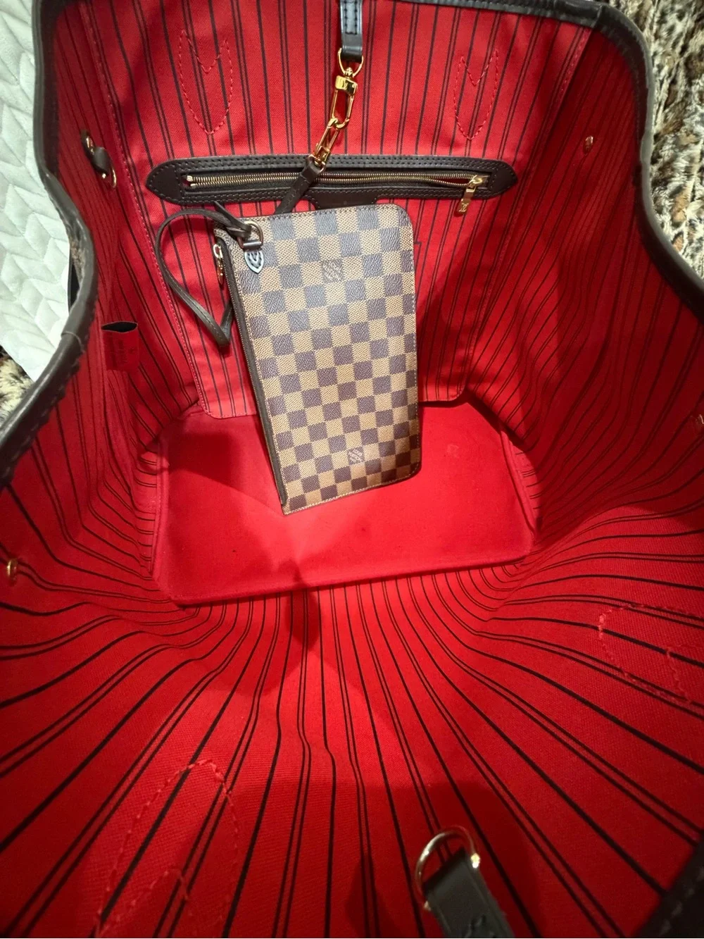 Louis Vuitton Brown Damier Ebene Canvas Hobos Tote with Pouch